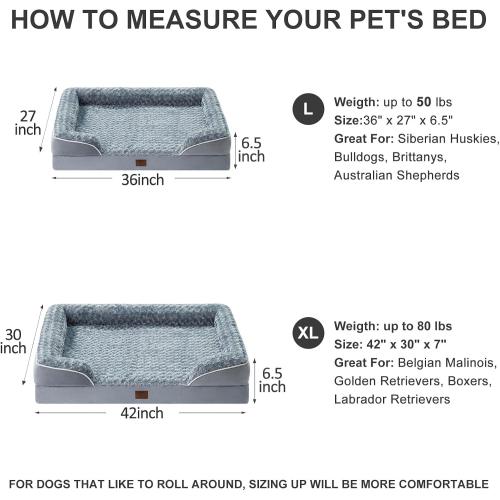 WNPETHOME Dog Beds for Large Sized Dogs, Washable Orthopedic Dog Couch Sofa Bed with Waterproof Lining & Non-Skid Bottom for Pet Sleeping