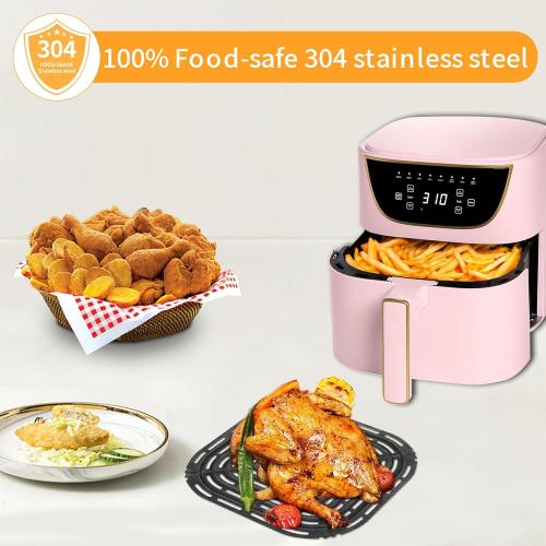 Air Fryer Grill Pan for Chefman 6QT Paris Hilton 6 Quart 8 in 1 Air Fryer, 8.85×8.2'' Food Grade Nonstick Replacement Rack Parts Tray Grill Crisper Plate for Paris Hilton Air Fryer, Dishwasher Safe