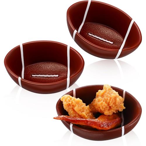 3 Pcs Football Snack Bowl Reusable Resin 4.72 Inches Football Serving Trays Platter Serving Dishes for Tailgate Dinner Sports Event Game Day Birthday Party Decorations Everyday Use