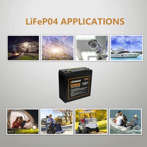 12V 20Ah Lithium LiFePO4 Deep Cycle Battery, 2000  Cycles Lithium Iron Phosphate Rechargeable Battery for Solar Power, Lighting, Outdoor camping, Power Wheels, Fish Finder, Built-in 20A BMS