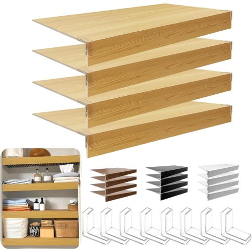 Set of 4 Wire Shelf Cover,KHASIM Wire Rack Covers for Pantry,PVC Wood-Look Faux Wood Shelf Liners,Thick for Home and Kitchen Organization