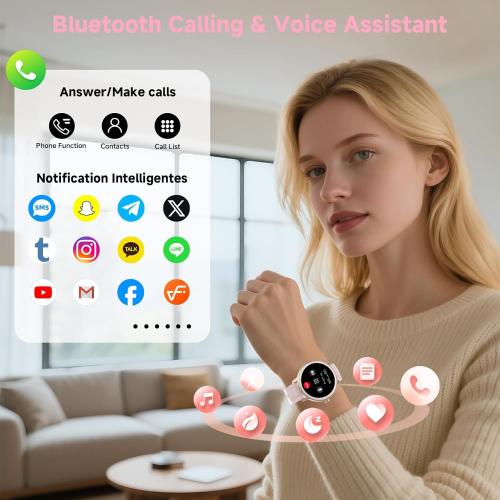 Smart Watches for Women Men 1.27 HD Fitness Tracker with Heart Rate/Sleep/Step/SpO2 Monitor, IP68 Waterproof Watch for Android iOS (Pink)