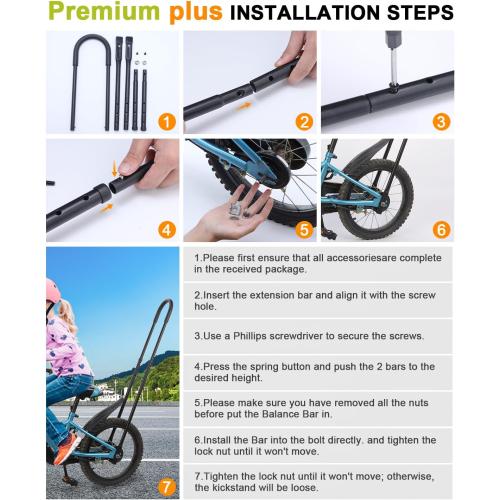 Children's Cycling Bike Safety Trainer Handle | Ergonomic Push Bar, 6 Heights Adjustable, Easy Install, Durable High Carbon Steel