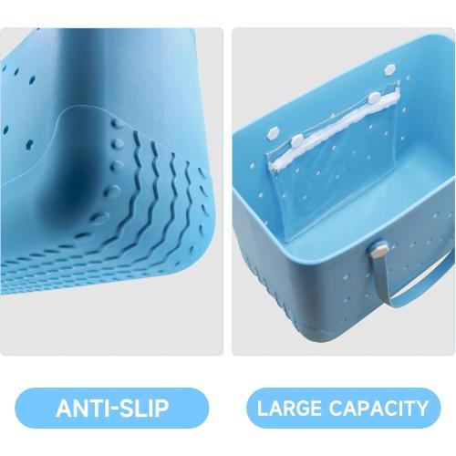 X-Large Waterproof Sandproof Rubber Beach Tote Bag with Zipper Pocket and Phone Kickstand Cup