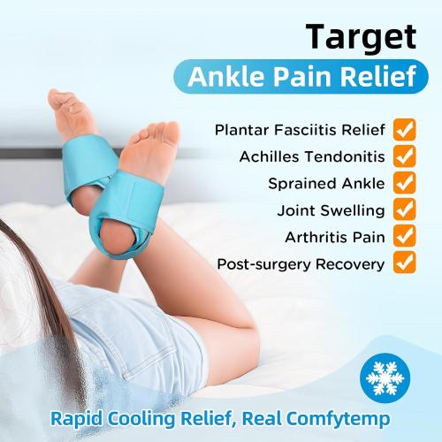 Comfytemp Ankle Ice Pack Wrap for Plantar Fasciitis, Swelling, Foot Pain Relief, FSA Eligible HSA, Gel Packs for Injuries Reusable, Hot Cold Compress for Achilles Tendonitis, Sprained Ankles, 2 Packs