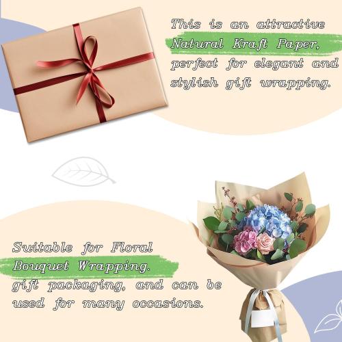 BAIJIALI 36 x 2,400 (200') Kraft Paper Roll for Craft Bulletin Board Paper Art Table Covering Crafting Gift Wrapping Bouquet Packing Parcel (Brown, 36''x200')