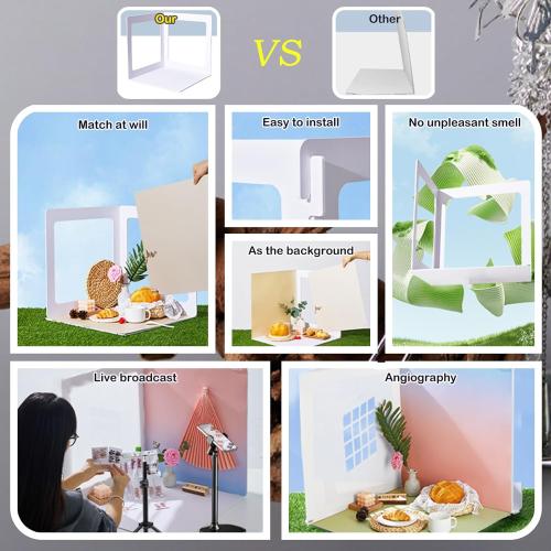 15PCS Content Creator Backdrop Photography Studio Photo Backdrops Board Kit: Portable Small Product Background Table Top Kit - Flat Lay Props for Jewelry Cosmetic Makeup 16 * 16IN Multi-Function