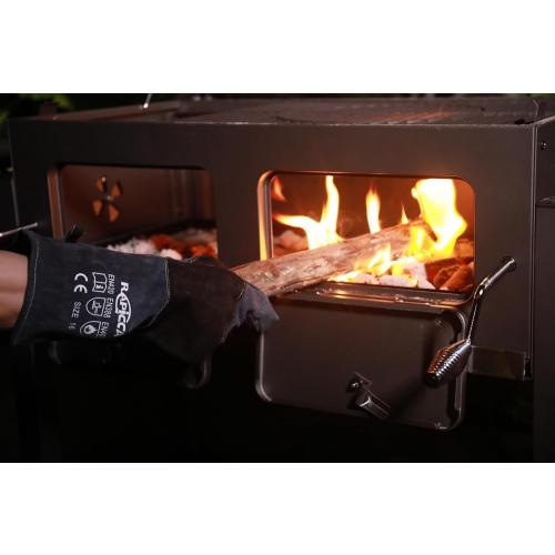 Fireplace Gloves Fire Heat Resistant: Dark-Grey 16IN 932℉ - Fireproof Leather for Fireplace Fire Pit Wood Stove Campfire Furnace BBQ Grill Oven Stick Mig Welding Welder Gear - Birthday Gift XL