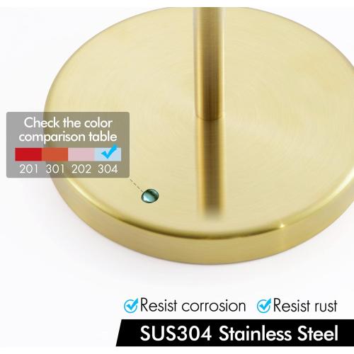 KES Gold Toilet Paper Holder Free Standing SUS 304 Stainless Steel Rustproof Pedestal Lavatory Tissue Roll Holder Floor Stand Modern Brushed Gold Finish, BPH283S1-BZ