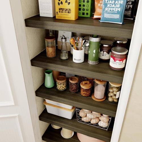 6 PCS Wire Rack Covers for Pantry Wood Grain, 33''W * 16''D (Ready to Use) Faux Wood Shelf Covers for Wire Shelving, Rustic Closet Shelves Covering Toppers - Bathroom, Kitchen, Garage (Dark)