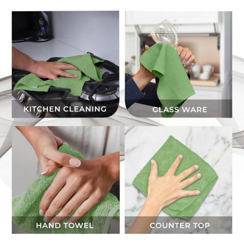 Avalon Towels Cotton Washcloths – (Pack of 24) Size 12x12 Inches, 100% Ring Spun Cotton, Soft & Absorbent Face Towels, Gym Towels, Hotel and Spa Quality, Reusable Fingertip Towels (Sage Green)