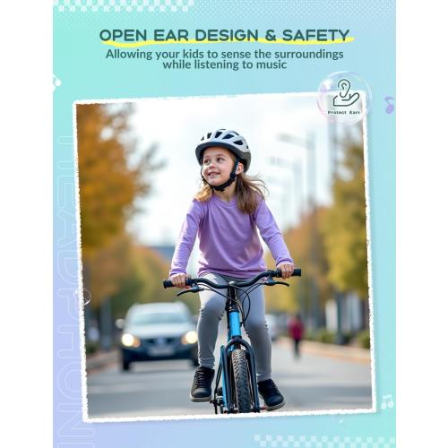 iClever Kids Headphones, Bluetooth 5.4 Air Conduction Open Ear Headphones, Safe Volume 74&85 dBA, Clear Audio, 360° Bending, Ultra-Light Comfortable Kids Wireless Headphones for iPad/Travel/Sports