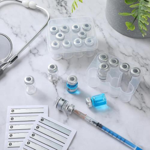 Threlaco 10 Pcs 2ml Sterile Empty Vials Glass Self Healing Port