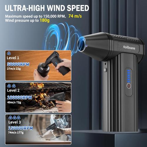 Compressed-Air-Duster Brushless Electric Air Blower, Mini Powerful Cordless Rechargeable 8000mAh Battery Jet Dry Portable Jet Turbo Fan Dust Snow Blower for Cleaning Car/Keyboard/PC/Home