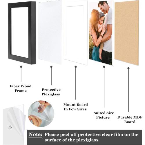 Art Street Synthetic Document Large Size Wall Photo Frame, Set Of 4 Big Frames For Wall Artwork, Certificates, Picture & Photographs Home Decor (12x12 Inch, Matted To: 8x8 Inch, Black)