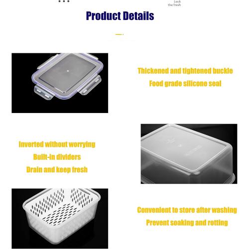Fruit and Vegetable Storage Containers for Fridge, 6 Pcs/3 Sets Keep Fresh Produce Saver Containers Keeper, Food Storage Containers with Removable Colander (blue)