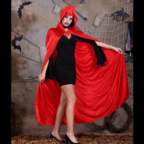 XL Halloween Hooded Cloak Full Length Velvet Cape with Hood for Halloween Cosplay Costume,59 inch