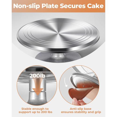 Kootek Aluminium Alloy Revolving Cake Stand 12 Inch Rotating Cake Turntable for Cake, Cupcake Decorating Supplies