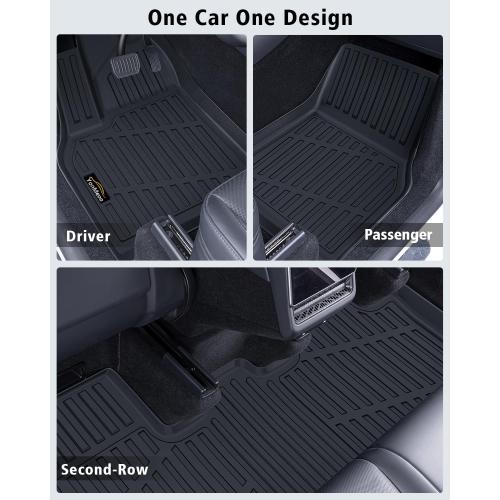Floor Mats Custom for Tesla New Model Y Juniper 2025 2026 5-Seat Cargo Liner with Backrest Mat All Weather TPE Full Set with Front Trunk Mat Rear Cargo Liner for Juniper Automotive Accessories, Black