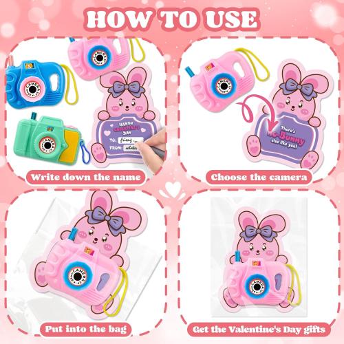 SpringFlower 24 Pack Valentines Day Cards for Kids School with Camera Viewers Toy Set, Valentines Day Gifts Cards for Kids Classroom Exchange, Valentines Party Favors Prizes for Boys Girls