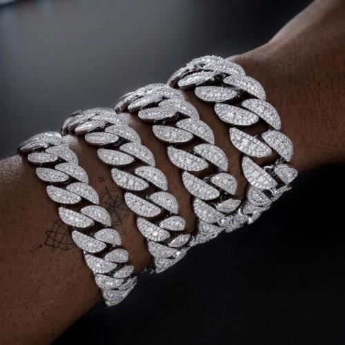 Iced Out Cuban Link Bracelet for Men, 12-20MM Flooded Hip Hop Bling Bracelet with 5A Cubic Zirconia, Heavy Big Size Miami Cuban Bracelet, Luxury CZ Cuban Link Jewelry for Women