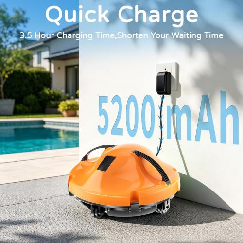 2026 New Cordless Robot Pool Vacuum, Automatic Pool Cleaner Robot with Dual-Motor, 130mins Runtime & Auto Parking Robotic Pool Vacuum for Above Ground Pool Up to 1100 Sq.Ft,JQR-V201,Orange ‼️comes with stains ‼️