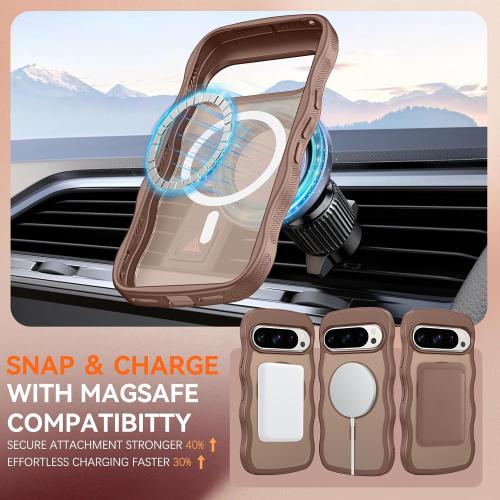 BENTOBEN Magnetic for Google Pixel 10 Pro Case Cute, Curly Wavy Pixel 10Pro Case [Compatible with MagSafe] Anti-Slip Bumper Matte Slim Women Men Boys Phone Cover for Google 10Pro 6.3, Desert Titanium