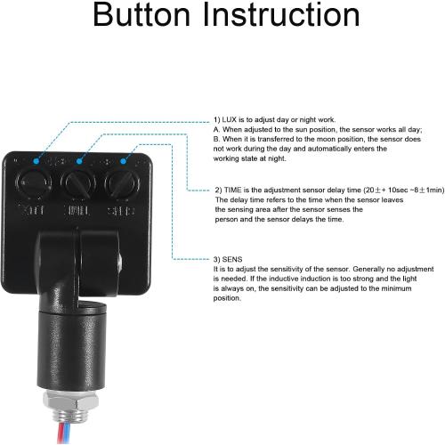 2PCS Human Body Infrared Sensor Adjustable PIR Motion Sensor Detector Outdoor Indoor Infrared Light Switch with LED Light Sensitive AC 85-265V Time Delay Home Lighting