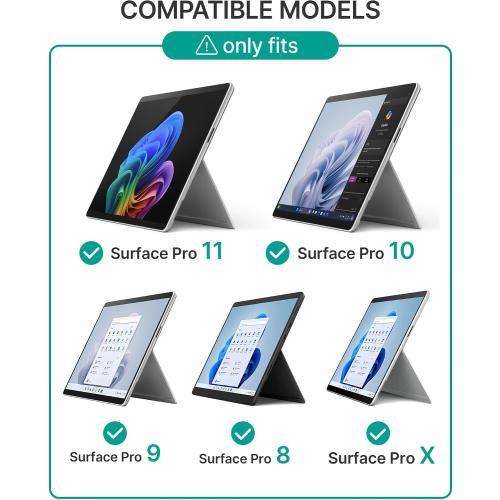 typecase Surface Pro 9 Keyboard, Compatible with Surface Pro 11 10 9 8 X, 13 Inch Wireless Type Keyboard with 11-Color Backlit & Pen Holder - Matte Black