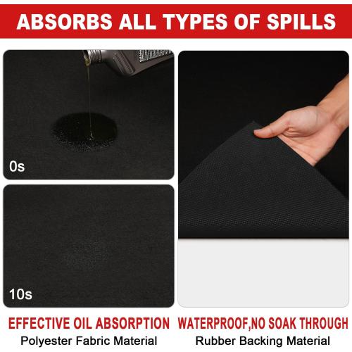 2-Pack Golener Oil Spill Mat - Garage Floor Mat, Absorbent Oil Pad, Premium Maintenance Mat, Waterproof, Contain Liquid, Protect Garage Surface from Spill & Stain, Reusable, Washable, Durable, 29”x36”