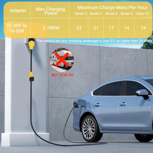 EV Charger Adapter Cord Compatible with NEMA 10-30P to 14-50R, 30 Amp 3 Prong Dryer to 50 Amp 4 Prong EV for Tesla or EV Level 2 Charging, EV Adapter Cord with Handle, ETL Listed