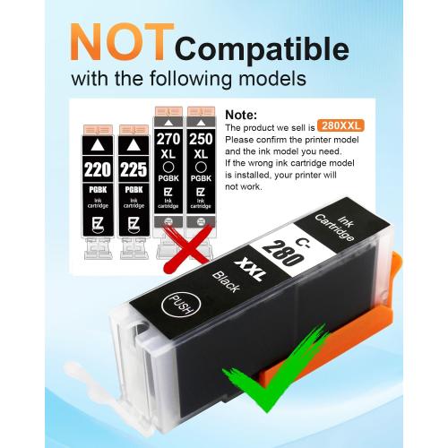 Intactech PGI-280 XXL CLI-281 XXL Compatible Ink Cartridges Replacement for Canon 280 281 Work with Pixma TS9120 TS6120 TS6220 TS8120 TR8520 TR7520 TS8220 TS9521C (5-Pack, PGBK/BK/C/M/Y)