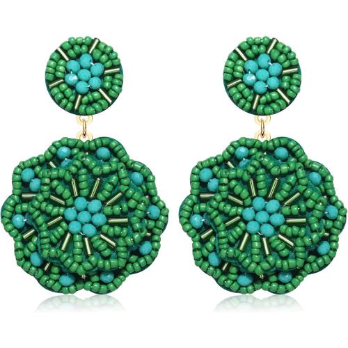 Statement Beaded Drop Earrings for Women Layered Bead Dangle Earrings