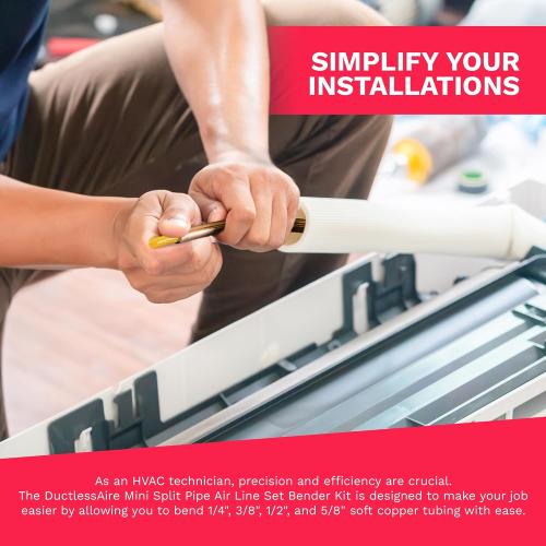 DuctlessAire 4 Piece Air Condition Line Set Bender Kit - Fits 1/4, 3/8, 1/2, 5/8 - Color Coded AC Pipe Protector - Mini Split Air Conditioner, HVAC Lineset Soft Copper Tubing Bending Kit (13 ft)