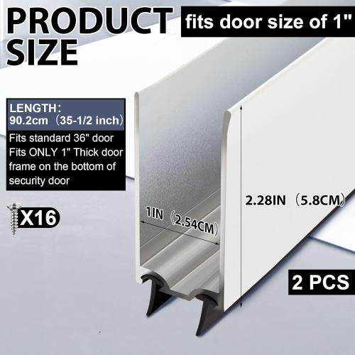 1 Pack 1 x 35.5 Storm Door Sweep Replacement Bottom Sweep Aluminum Expander for Security Storm Door Weatherstripping(White)