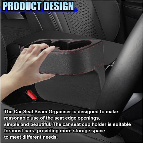 ZIMISI Car Cup Holder, Leather Front Console Gap Filler Organizer (Black)