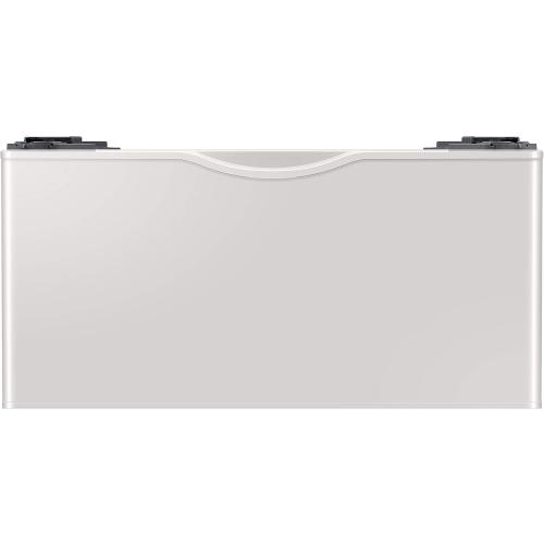 SAMSUNG 27-Inch Washer Dryer Pedestal Stand w/ Pull Out Laundry Storage Drawer, Stainless Steel, WE402NE/A3, 28.1D x 27W x 14.2H, Ivory