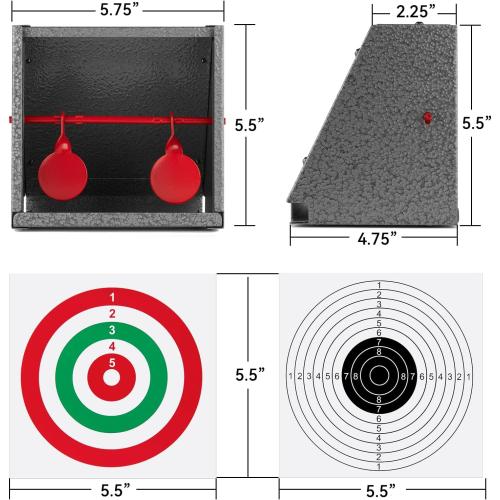 BB Gun Target Trap with Catch Box & 20 PCS Shooting Paper, Airsoft & Pellet Gun Shooting Catcher, with Spinning Metal Silhouettes Targets, for Backyard, Indoor - Small Size