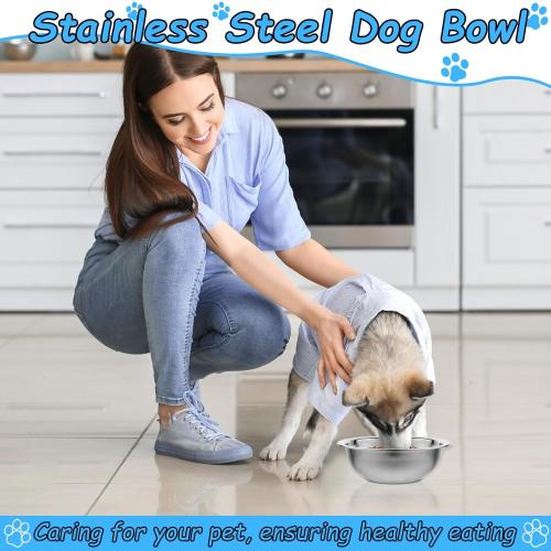 15PCS Metal Dog Bowls Bulk Stainless Steel 1.5-2 Cups of Dry Food Thickened Dog Bowl Travel Kennel Food and Water Dish, Pet Bowls Replacement for Medium Size Dogs Cats, Dishwasher Safe