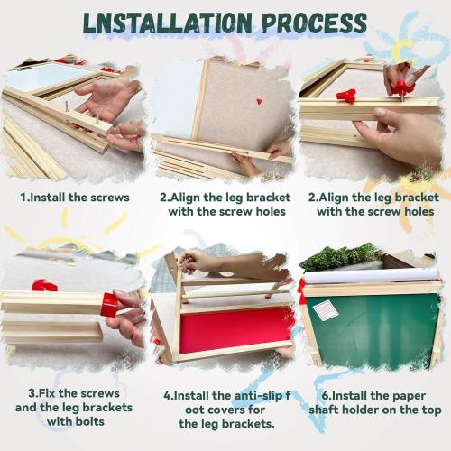 Easel for Kids,Adjustable Wooden Art Easel for Kids,114  Art Supplies,Double Sided Magnetic Chalkboard and White Board for Kid,Drawing and Painting for Aged 2-4,5-7,8-12,2 Paper Rolls