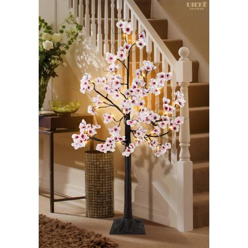 Uieke 4FT Cherry Blossom Tree, 48 Fairy Lights Artificial Lighted Tree for Home Inside Outdoor Spring Wedding Party Festival Decor, Warm White