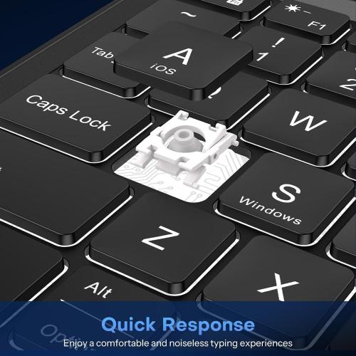 OMOTON Bluetooth Keyboard for Tablet/Android/Windows/iOS, with 7 Colors Backlight Rechargeable Wireless Mini Keyboard for Galaxy Tab A9  / S9 FE / S10 / S11 / A11 Series etc, Black