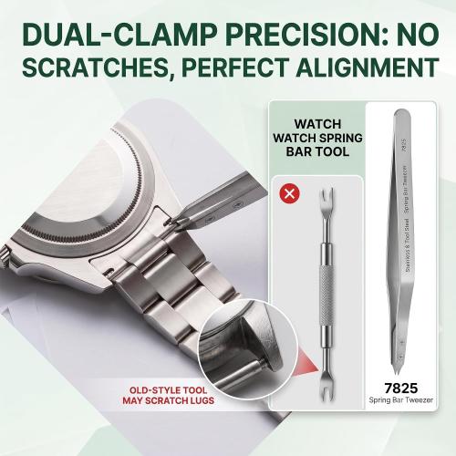 7825 Spring Bar Tweezers: Watch Spring Bar Tool with Replacement Tips