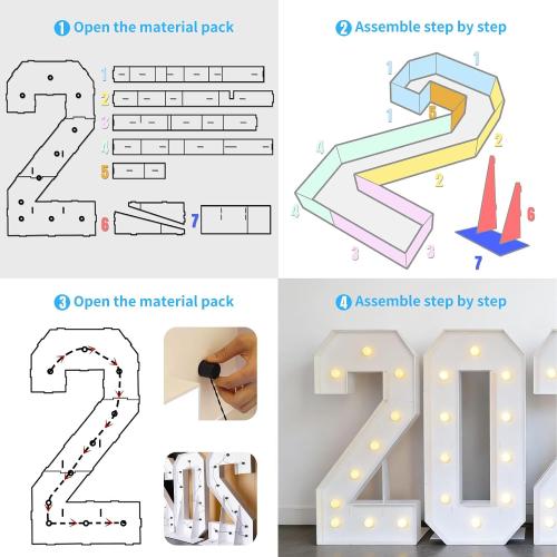4ft 2026 Light Up Numbers Class of 2026 Graduation Decorations Large Sign Big Grad Mosaic Foam Board Giant Jumbo Lighted Marquee Letters 4 Feet Tall with Lights High School College Party Prom Decor