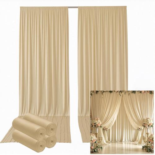 20ftx12ft Beige Backdrop Curtains for Wedding-Wrinkle Free Backdrops Curtain Drapes Fabric Decorations Photo Back Drop Cloth for Baby Shower Photography Stage Reception 4Panels 12ft(H) x 5ft(W)