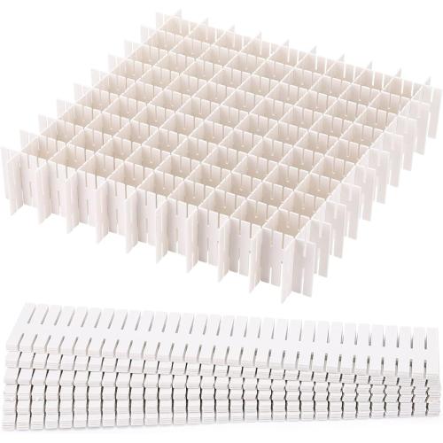 acDesign 40Pcs Grid Drawer Dividers, Adjustable Drawer Organizer for Socks, Underwear, Lingerie, Makeup, Bedroom Office Kitchen Storage (White)