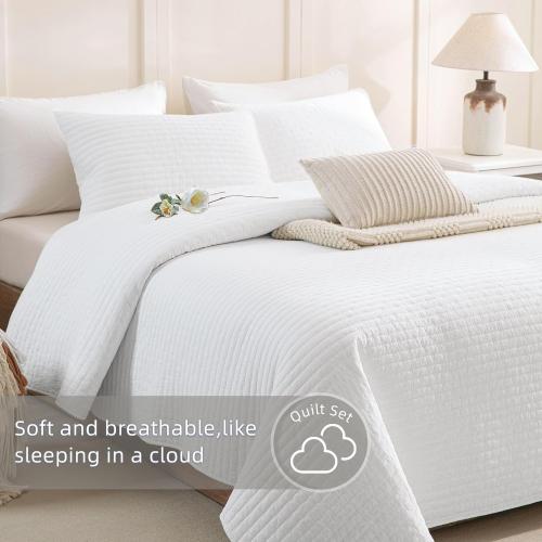 Set of 3 Size 128x 120 Color White Lady Ann Oversized King Quilt 128x120, White Oversized King Bedspreads Set for Bed, Lightweight & Soft Farmhouse Coverlet All Season Extra Large 3 Pcs Quilted Bedding Sets