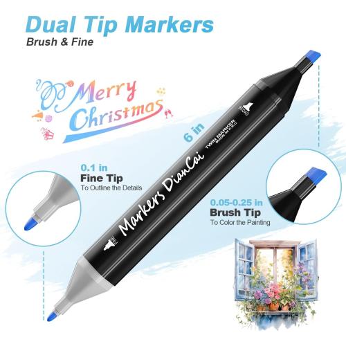 Alcohol Markers 80 Colors,Chisel & Fine Dual Tip Marker Set for Adults Kids,Permanent Markers Pens Coloring Alcohol Marker Perfect Halloween Christmas Gift for Painting Coloring Sketching