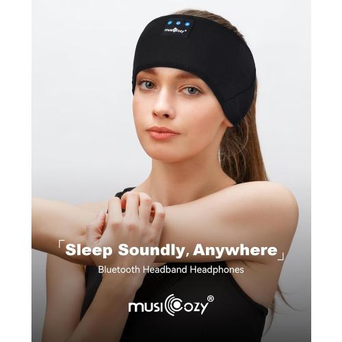 MUSICOZY Sleep Headphones Bluetooth 5.4 Headband, Sports Wireless Earphones Sweat Resistant Earbuds Sleeping Headphone with Ultra-Thin HD Stereo Speaker for Workout Running Cool Gadgets Unique Gifts