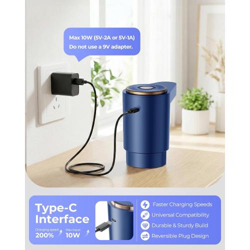 Water Jug Pump for 5 Gallon Bottle – Portable Electric USB-C Charging Dispenser, Dual Powerful Motors, Fast Flow, Fits 2-5 Gallon Jugs – Ideal for Home, Office, Camping, RV, Blue